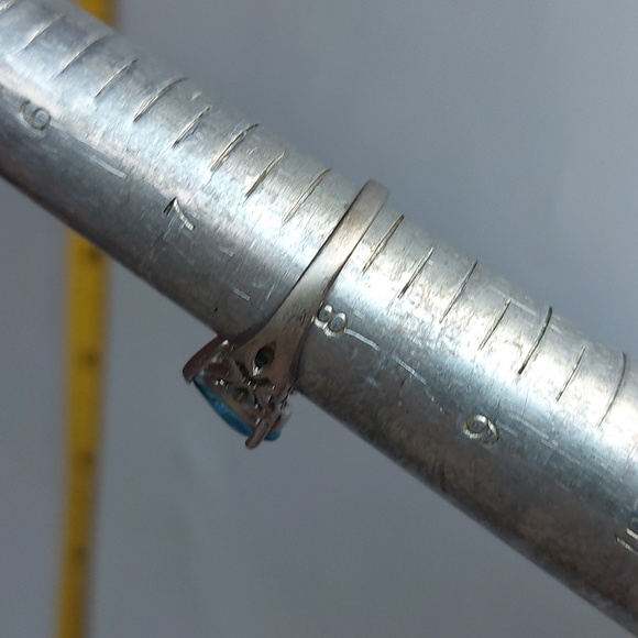 Dyadema S925 Sterling Silver Teardrop Blue Stone Cocktail Ring Size 8 - Picture 4 of 7